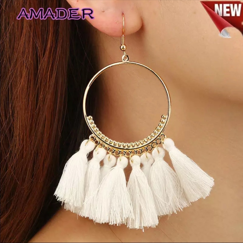 NEW Handmade Statement Round Long Drop Earrings
